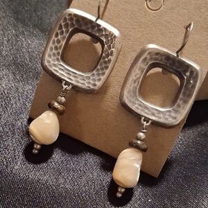 Silpada Sterling 925 Silver and Cream Fresh Water Pearl Dangle Earrings